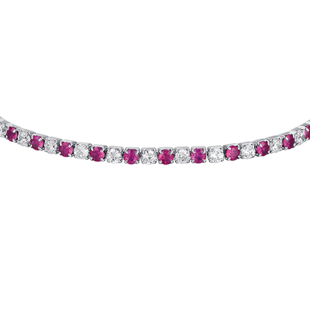 SILVER TENNIS BRACELET WITH WHITE AND FUCHSIA ZIRCONES Melitea