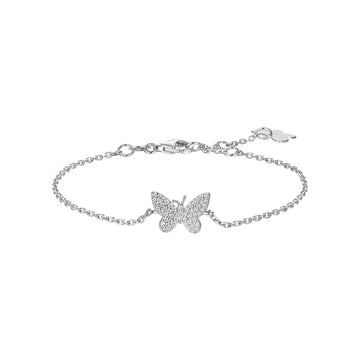 WOMAN'S SILVER BRACELET WITH BUTTERFLY WITH WHITE ZIRCONES Melitea