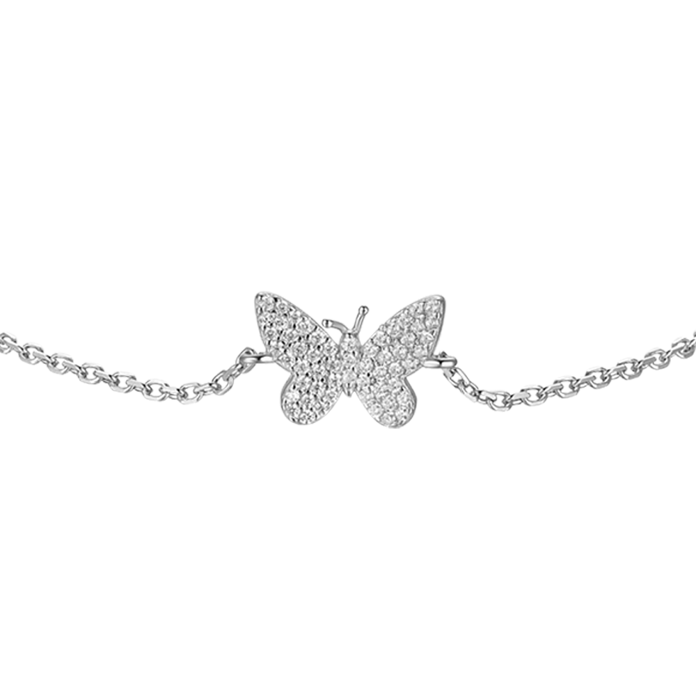 WOMAN'S SILVER BRACELET WITH BUTTERFLY WITH WHITE ZIRCONES Melitea