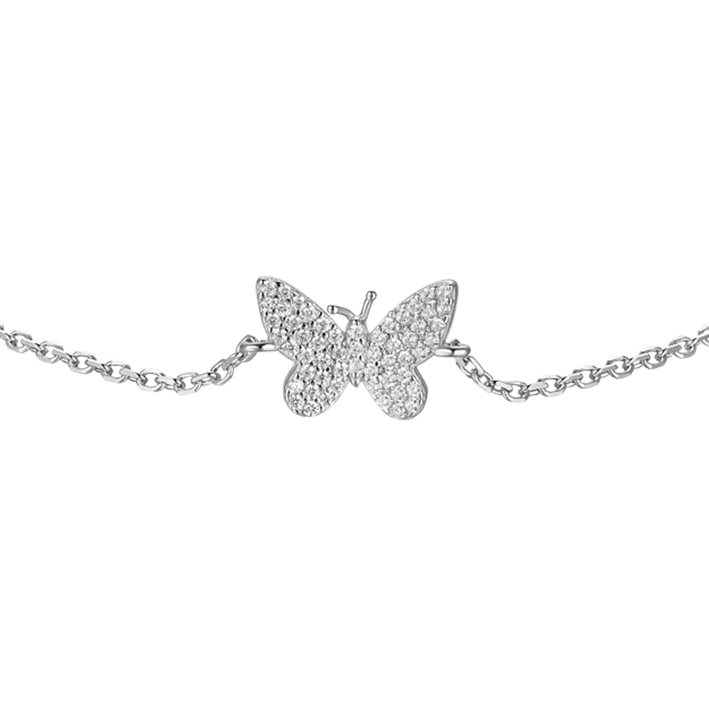 WOMAN'S SILVER BRACELET WITH BUTTERFLY WITH WHITE ZIRCONES Melitea