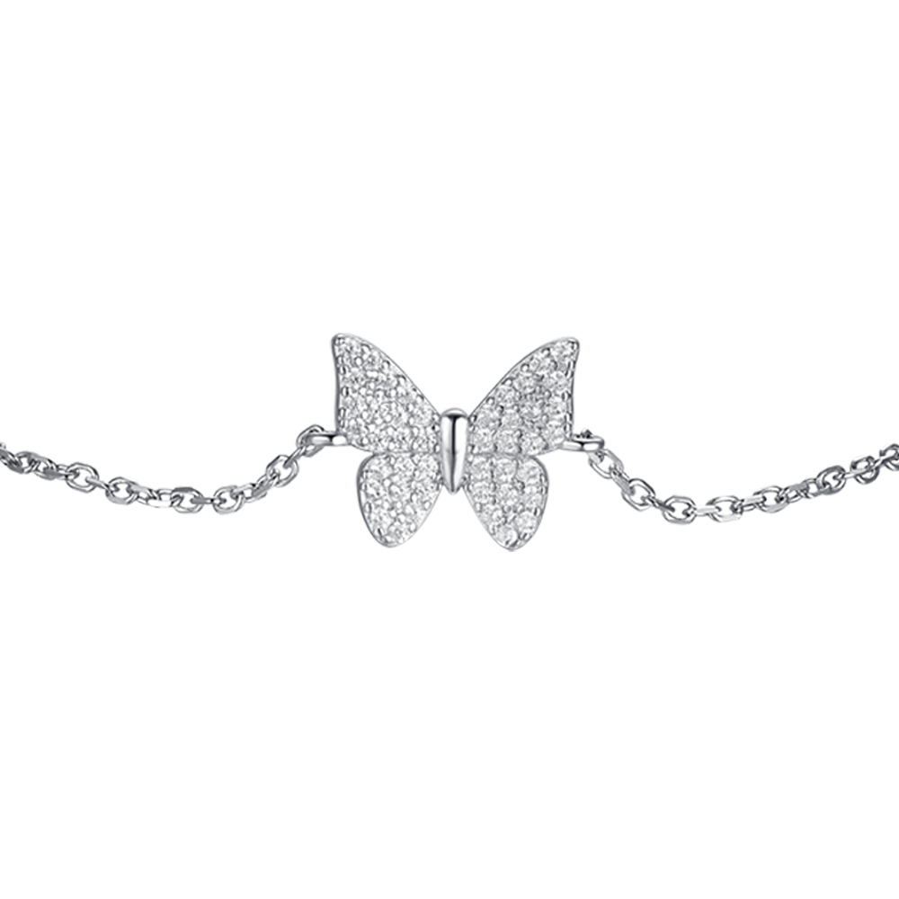 WOMAN'S SILVER BRACELET WITH BUTTERFLY WITH WHITE ZIRCONES Melitea