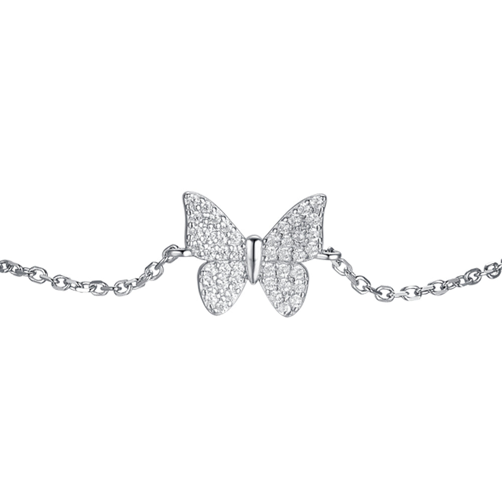 WOMAN'S SILVER BRACELET WITH BUTTERFLY WITH WHITE ZIRCONES Melitea