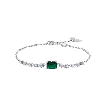 WOMAN'S SILVER BRACELET WITH GREEN AND WHITE ZIRCONES Melitea