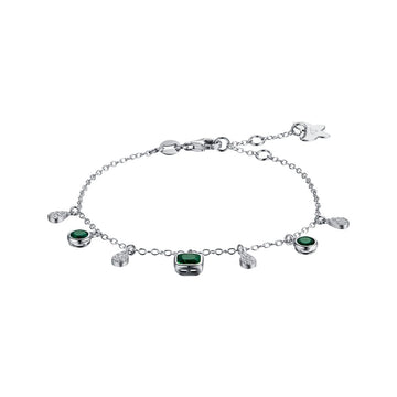 WOMAN'S SILVER BRACELET WITH GREEN AND WHITE ZIRCONES Melitea