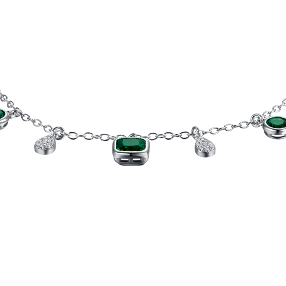 WOMAN'S SILVER BRACELET WITH GREEN AND WHITE ZIRCONES Melitea