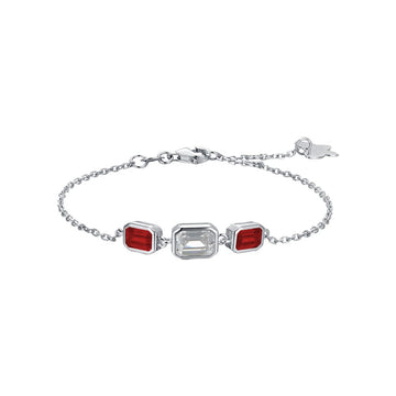 WOMAN'S SILVER BRACELET WITH RED AND WHITE ZIRCONES Melitea