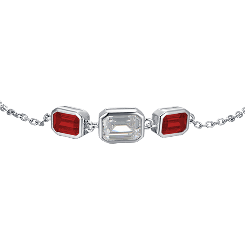 WOMAN'S SILVER BRACELET WITH RED AND WHITE ZIRCONES Melitea