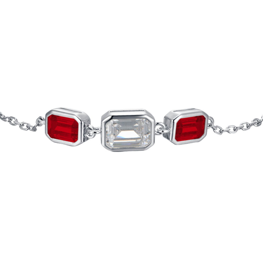 WOMAN'S SILVER BRACELET WITH RED AND WHITE ZIRCONES Melitea