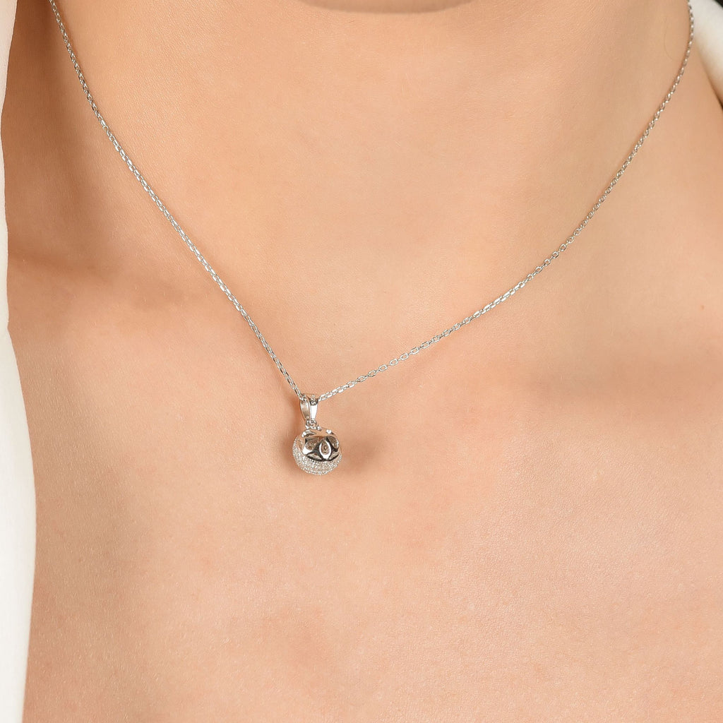 Silver necklace with sphere and cubic zirconia Melitea