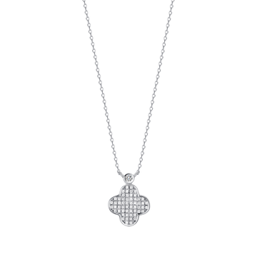 Silver necklace with point light flower and cubic zirconia Melitea