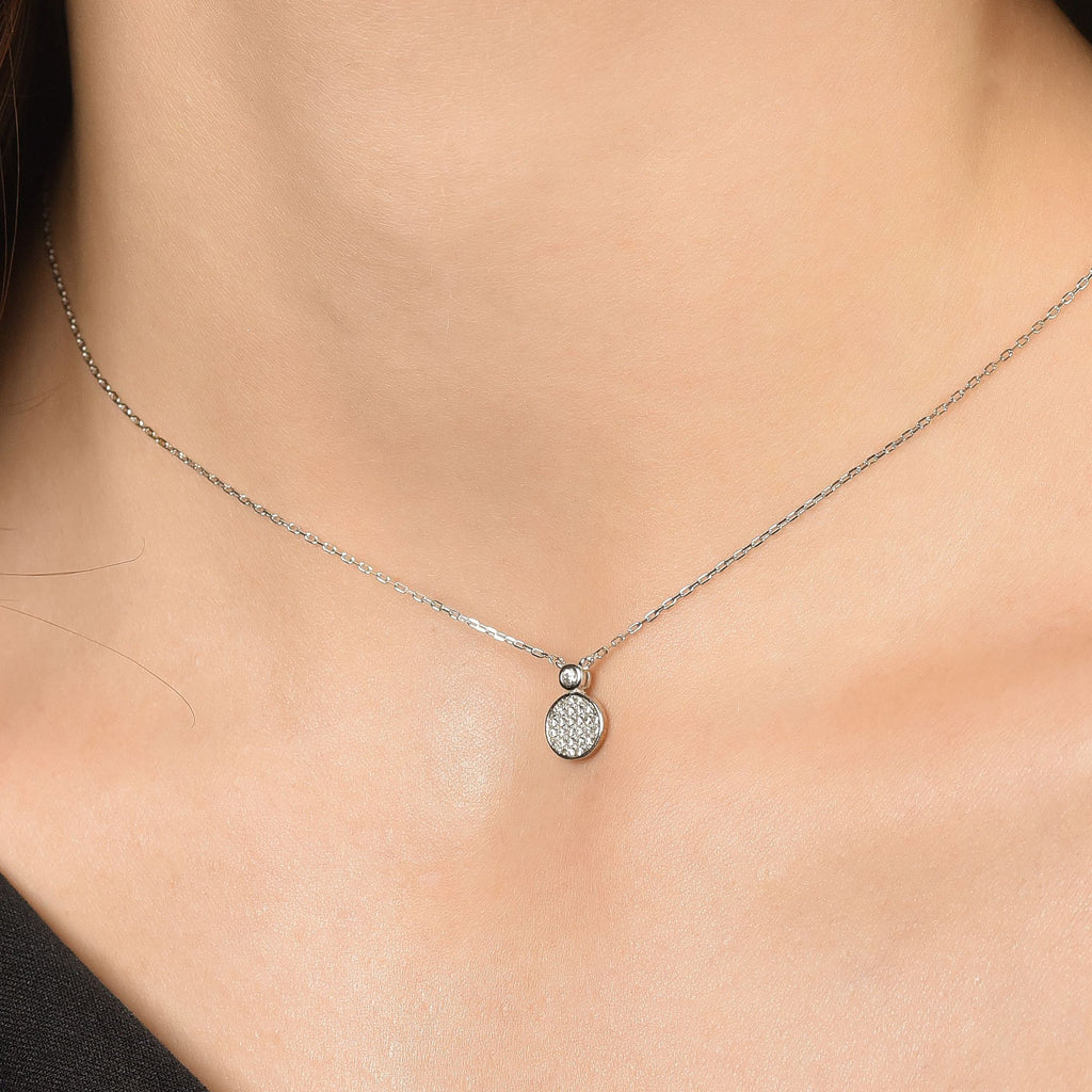 Silver necklace with Melitea point-light circle and cubic zirconia