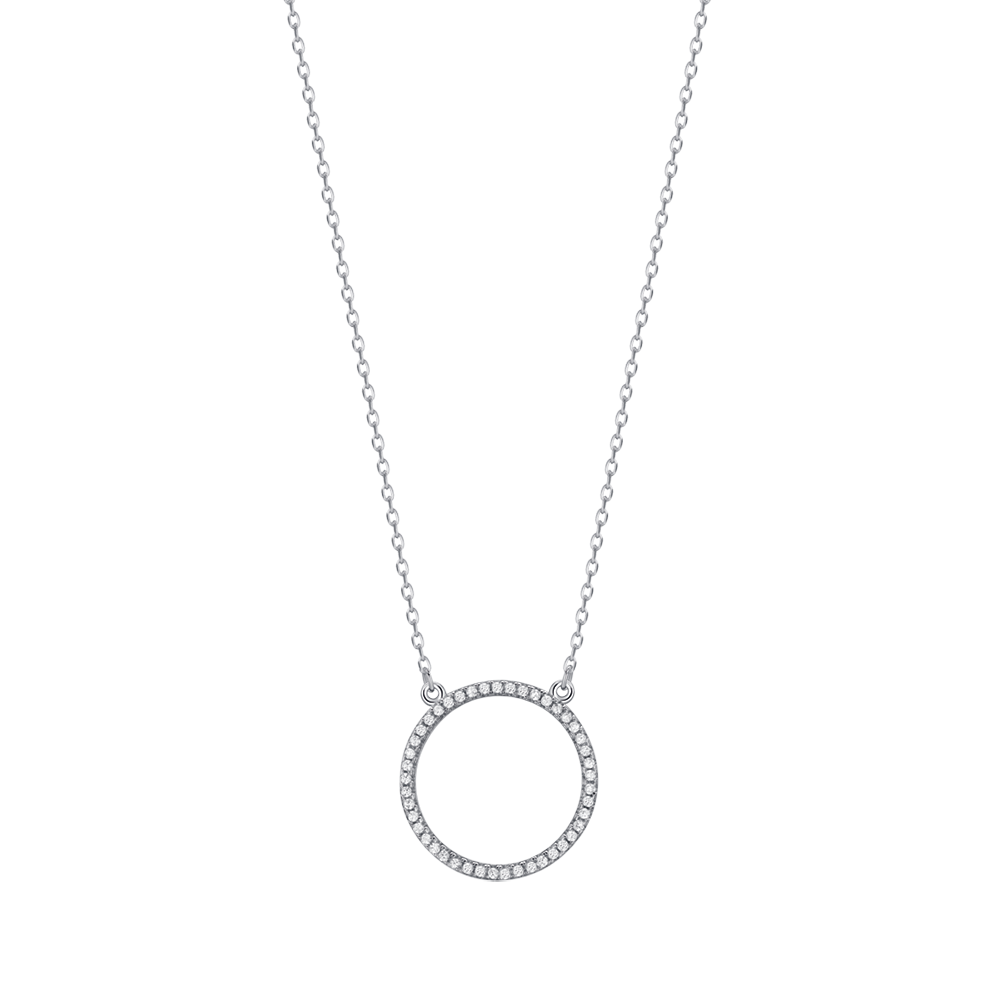 Silver necklace with cubic zirconia circle Melitea