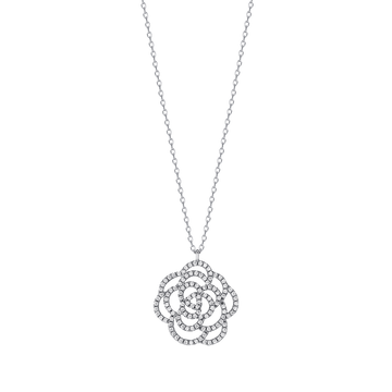 Silver necklace with rose and cubic zirconia Melitea