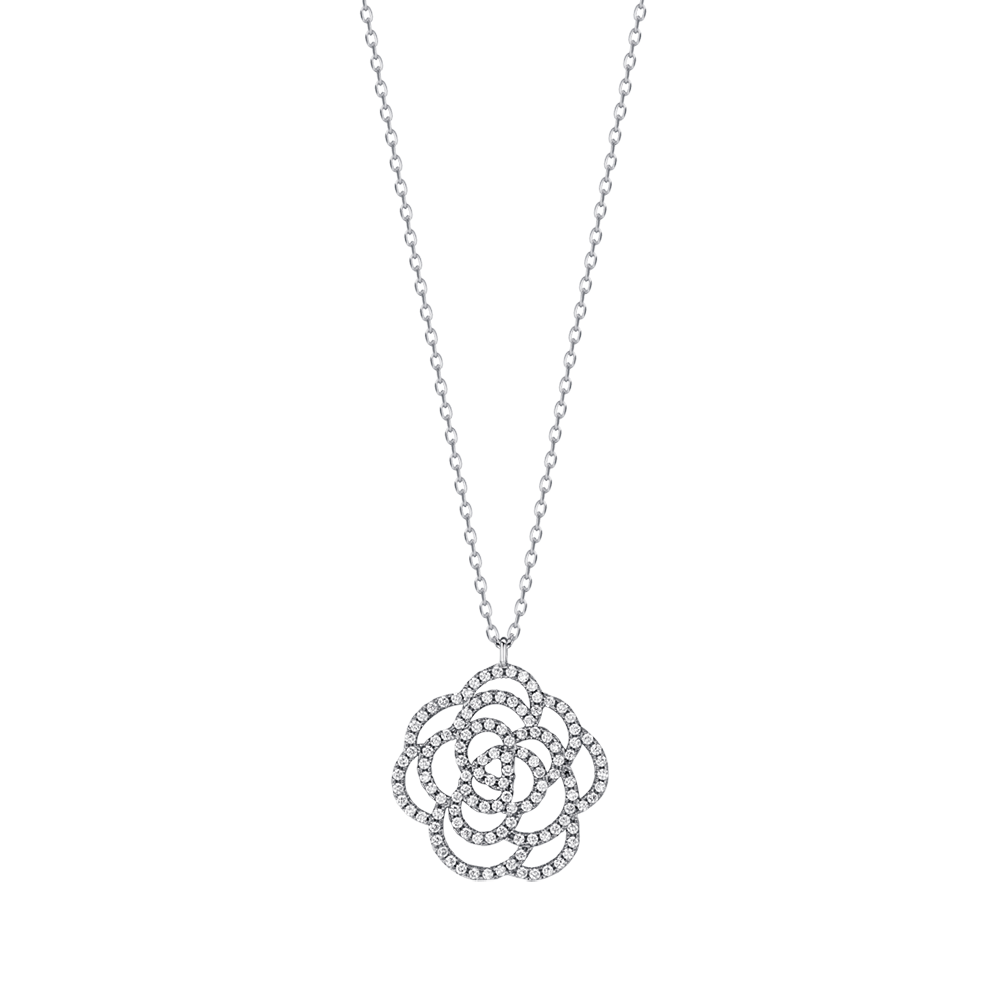 Silver necklace with rose and cubic zirconia Melitea