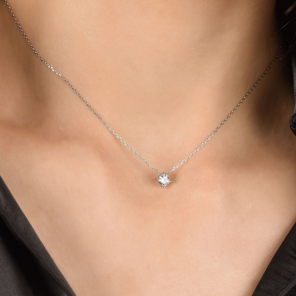 silver necklace with white zircon Melitea