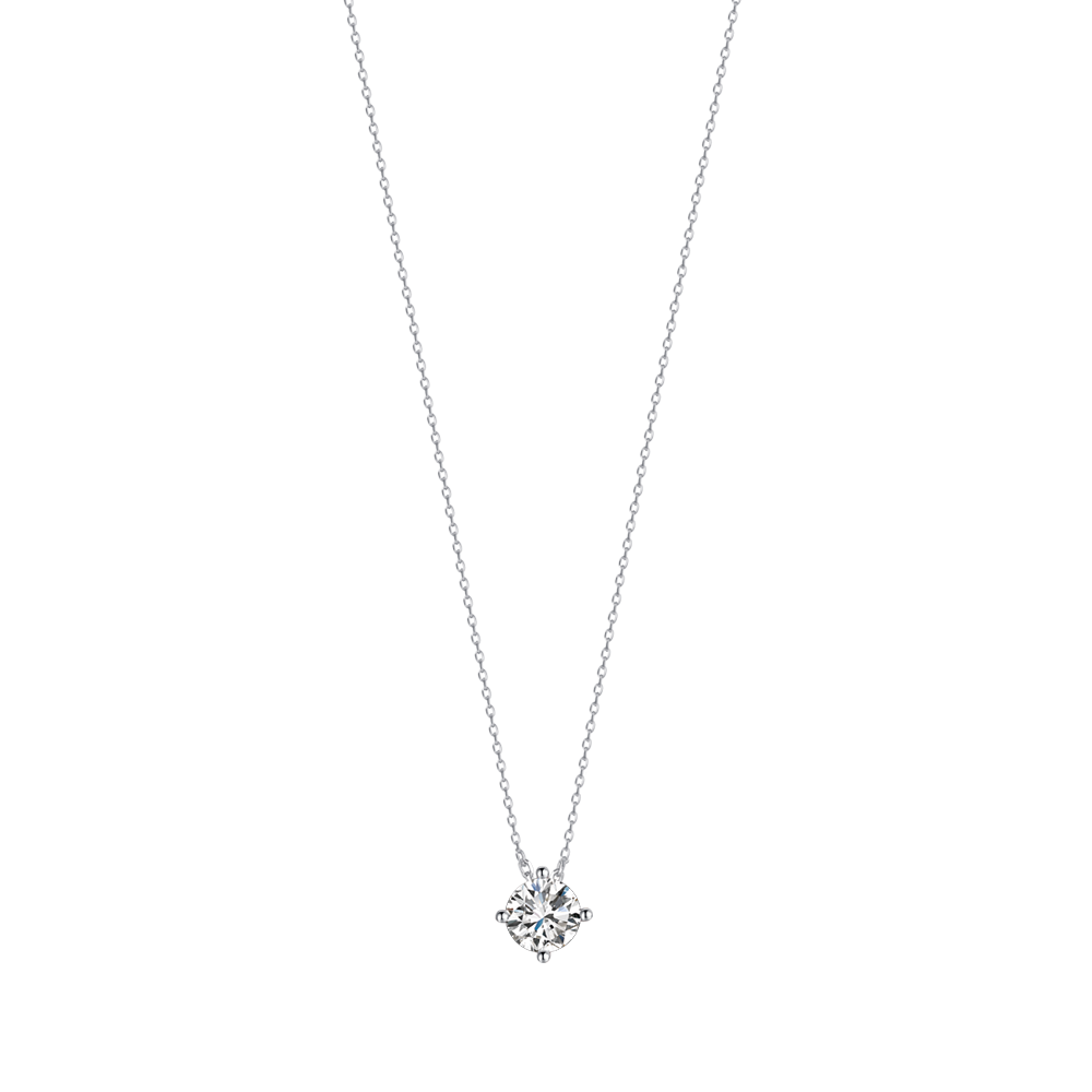 silver necklace with white zircon Melitea