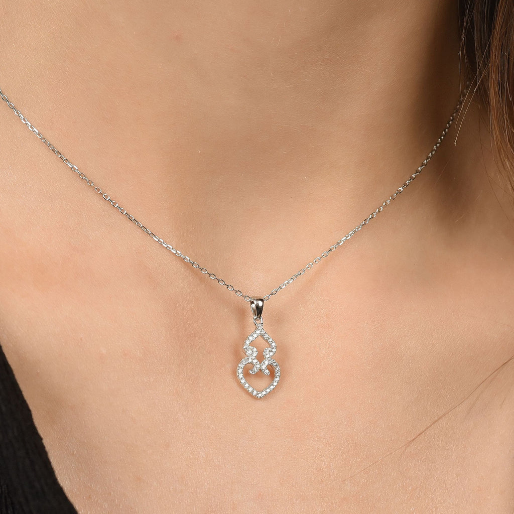 silver necklace with double heart pendant Melitea