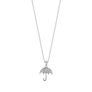 silver necklace with snow umbrella pendant with white zircons melitea