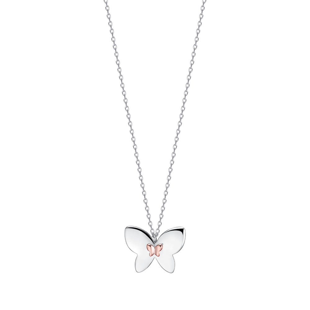 silver necklace with butterfly melitea