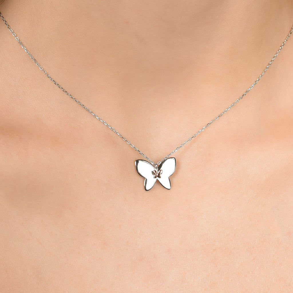 silver necklace with butterfly melitea