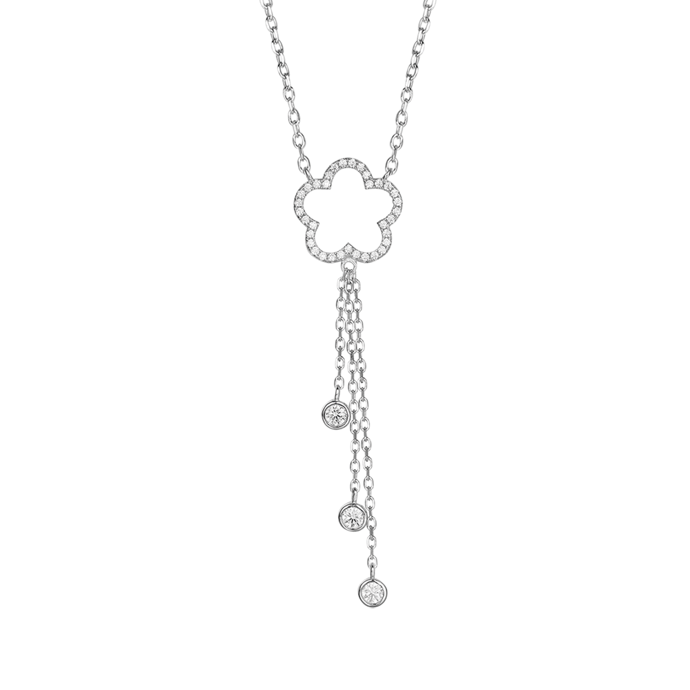 silver necklace with pierced flowers melitea