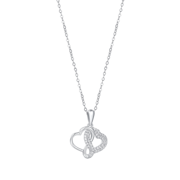 SILVER NECKLACE WITH HEARTS WITH WHITE CRYSTALS Melitea