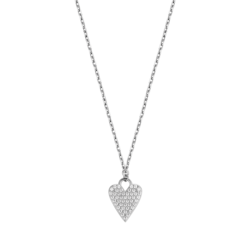 SILVER NECKLACE WITH HEART WITH WHITE CRYSTALS Melitea