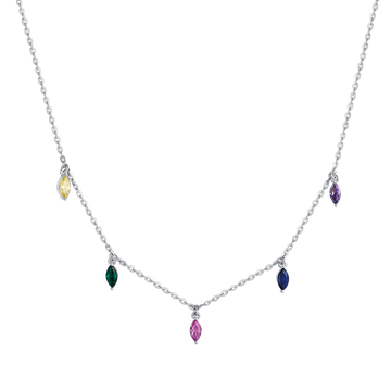 SILVER NECKLACE WITH MULTICOLOR ZIRCONES Melitea