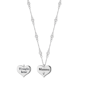 SILVER NECKLACE WITH HEART MOM I LOVE YOU Melitea