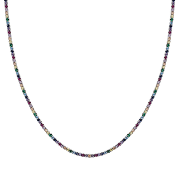 SILVER TENNIS NECKLACE WITH MULTICOLOR ZIRCONES Melitea