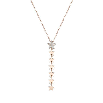 WOMEN'S SILVER IP ROSE NECKLACE WITH STARS. CENTRAL STAR WITH WHITE ZIRCONES Melitea