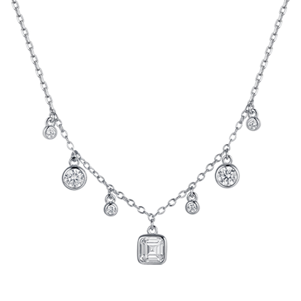 WOMAN'S SILVER NECKLACE WITH WHITE ZIRCONES Melitea