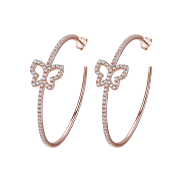 SILVER EARRINGS WITH BUTTERFLY HALF ZIRCON IP PINK Melitea