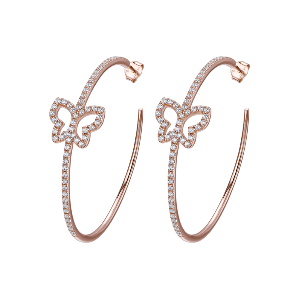 SILVER EARRINGS WITH BUTTERFLY HALF ZIRCON IP PINK Melitea