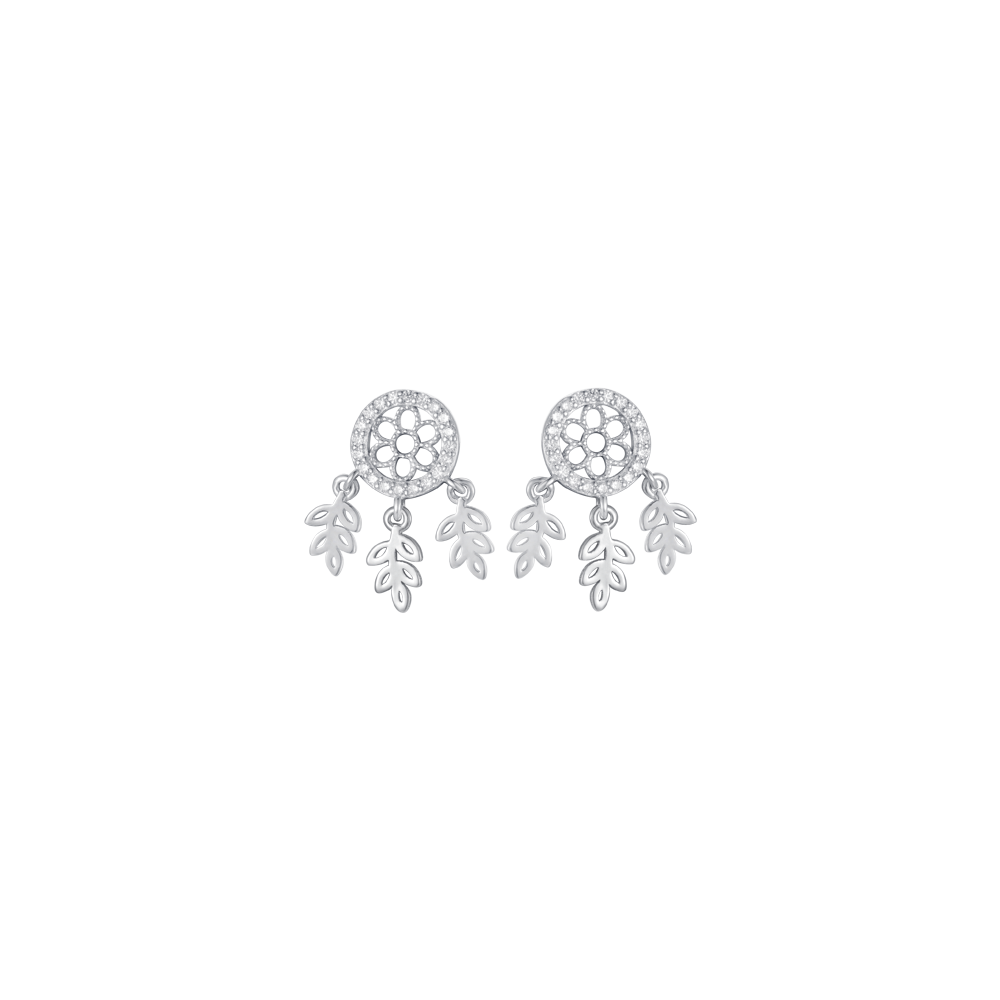 SILVER EARRINGS WITH WHITE CRYSTALS Melitea