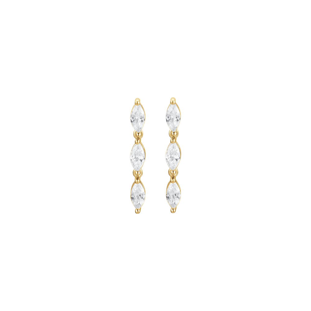 IP GOLD SILVER EARRINGS WITH WHITE ZIRCONES Melitea