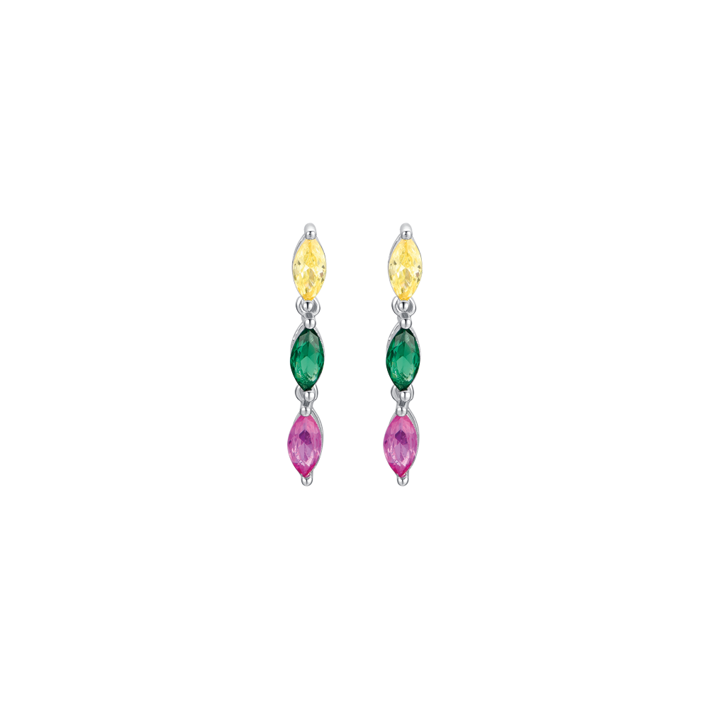 SILVER EARRINGS WITH MULTICOLOR ZIRCONES Melitea