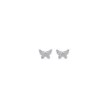 SILVER LADY EARRINGS WITH BUTTERFLY WITH WHITE ZIRCONES Melitea