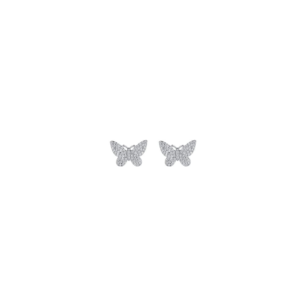 SILVER LADY EARRINGS WITH BUTTERFLY WITH WHITE ZIRCONES Melitea