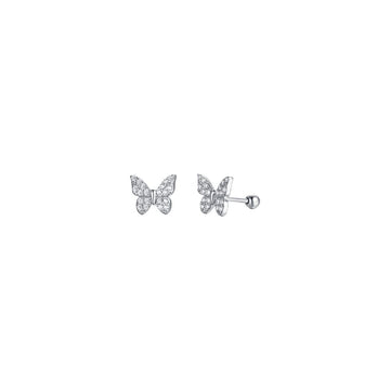 WOMAN'S EARRINGS IN SILVER WITH BUTTERFLIES WITH WHITE ZIRCONES Melitea