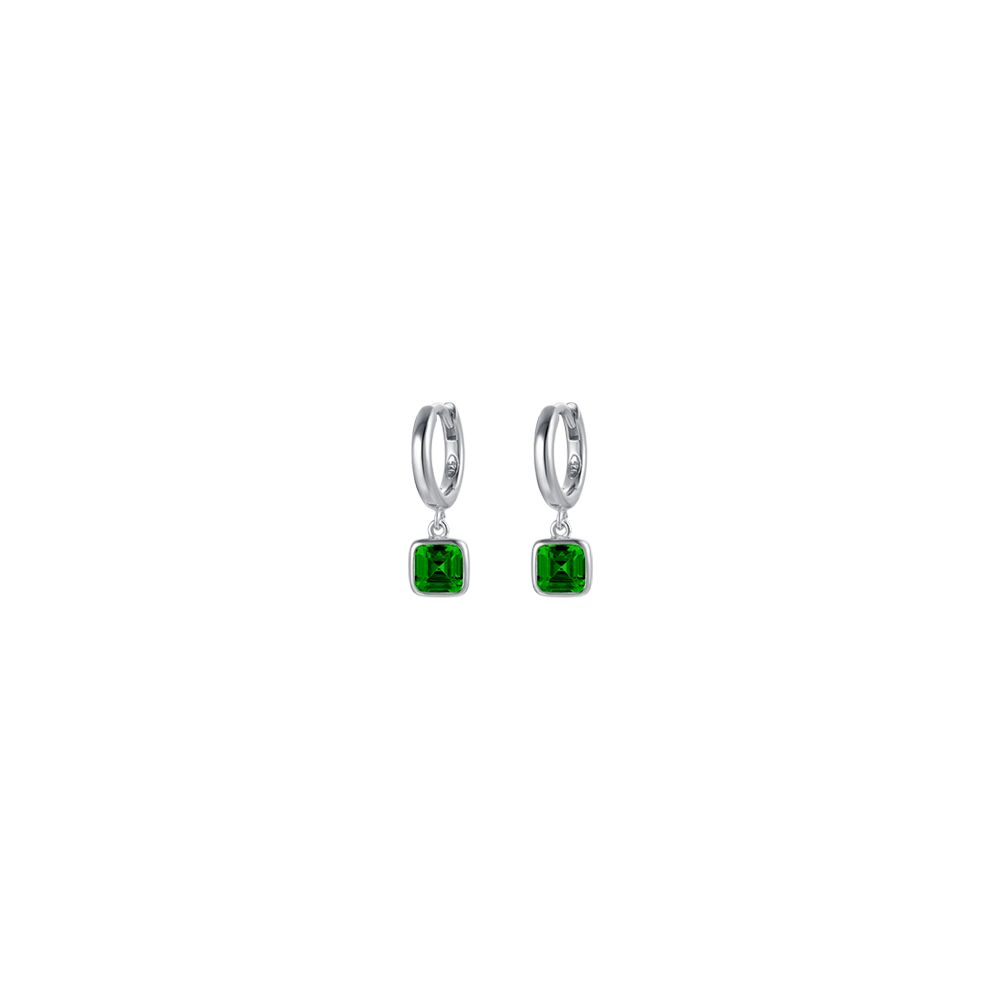 SILVER WOMAN EARRINGS WITH GREEN ZIRCONES Melitea